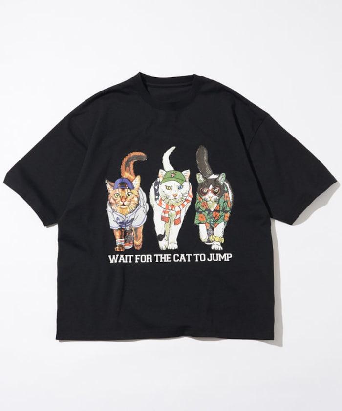 輕鬆休閒合身雙面印花圓領T恤 / 三隻貓