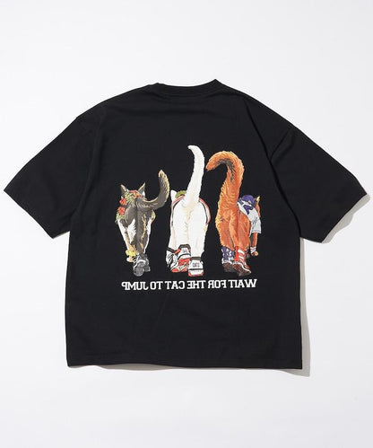 輕鬆休閒合身雙面印花圓領T恤 / 三隻貓