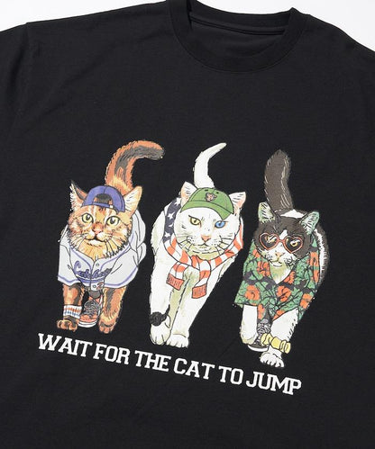 輕鬆休閒合身雙面印花圓領T恤 / 三隻貓