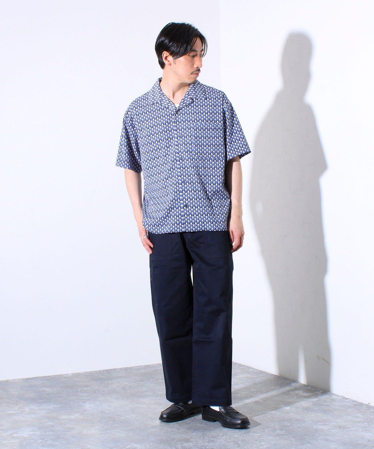【GLOSTER】全印花圖案襯衫 夏威夷襯衫 開領