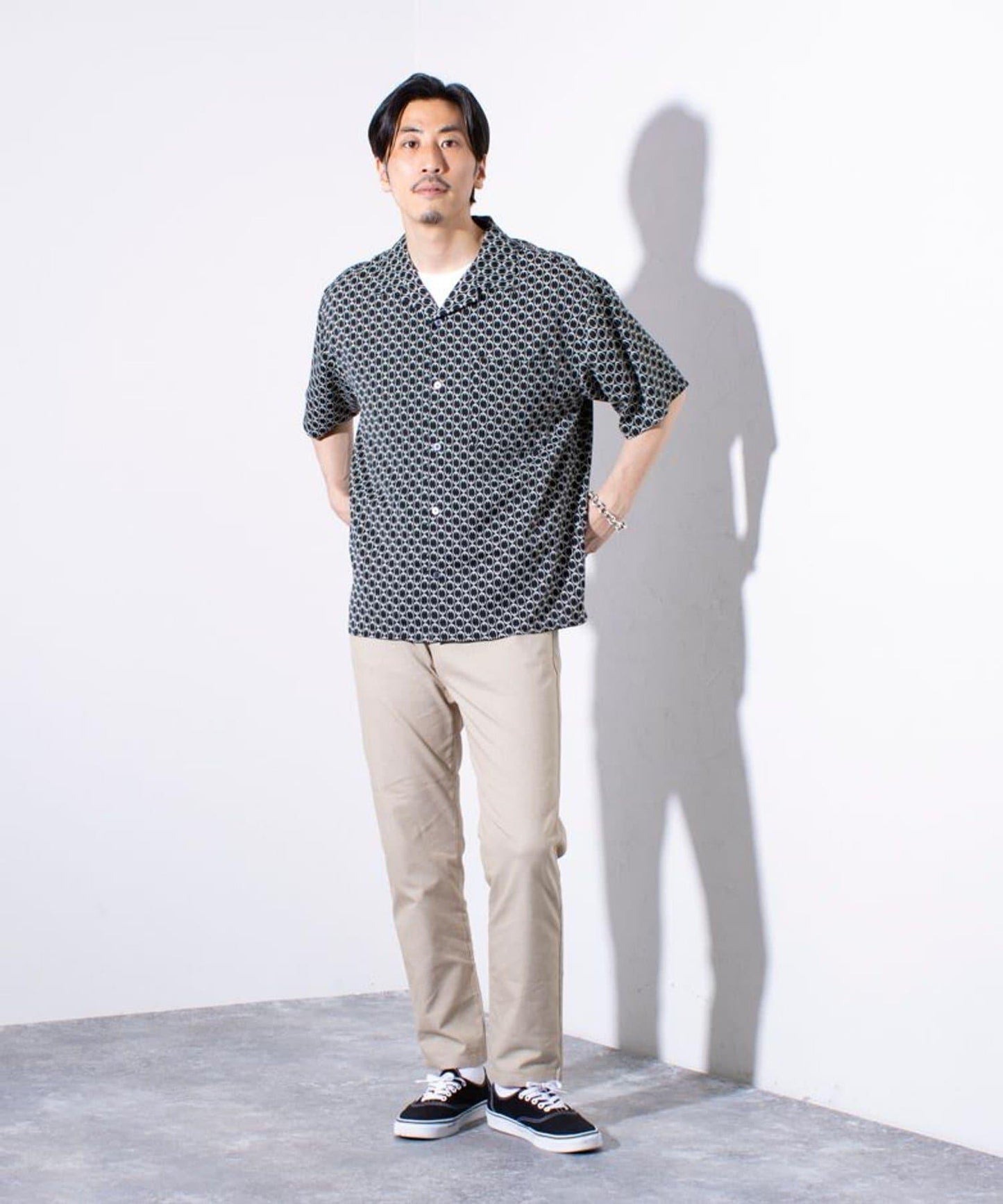 【GLOSTER】全印花圖案襯衫 夏威夷襯衫 開領
