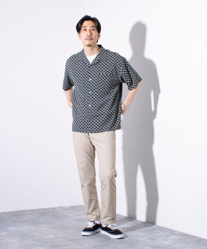 【GLOSTER】全印花圖案襯衫 夏威夷襯衫 開領