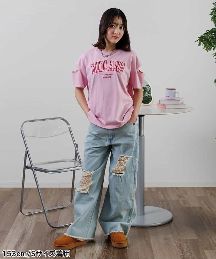 【冰感觸覺】MIDLAND露肩寬鬆T恤