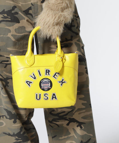 《直營店限定》學院風真皮迷你手提袋/VARSITY LEATHER MINI TOTE BAG/AVX5626