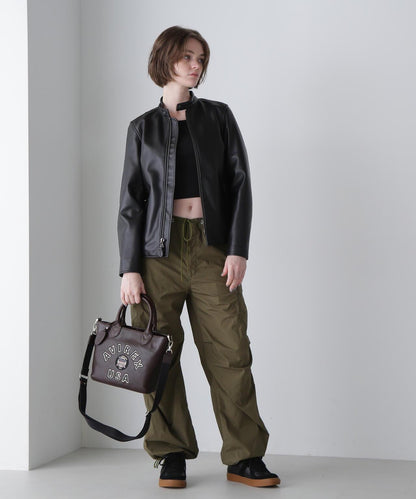 《直營店限定》學院風真皮迷你手提袋/VARSITY LEATHER MINI TOTE BAG/AVX5626