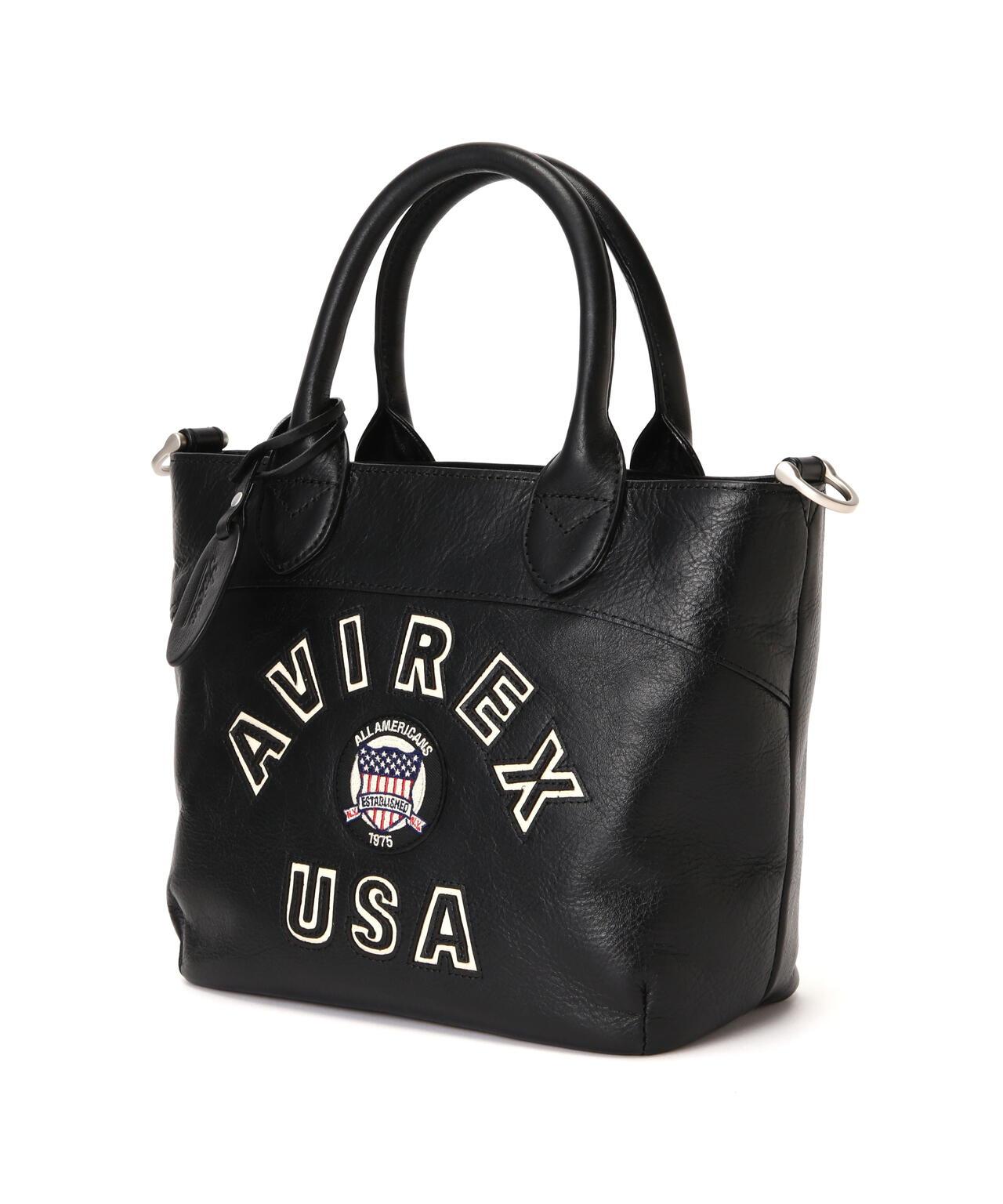 《直營店限定》學院風真皮迷你手提袋/VARSITY LEATHER MINI TOTE BAG/AVX5626