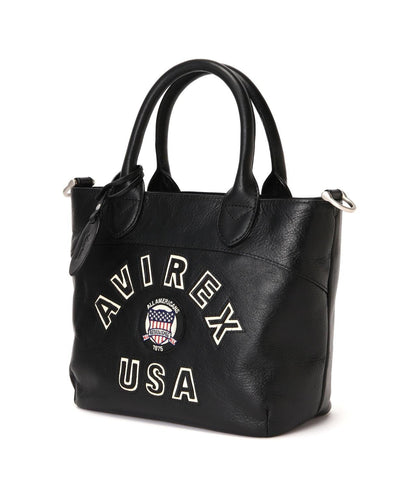 《直營店限定》學院風真皮迷你手提袋/VARSITY LEATHER MINI TOTE BAG/AVX5626