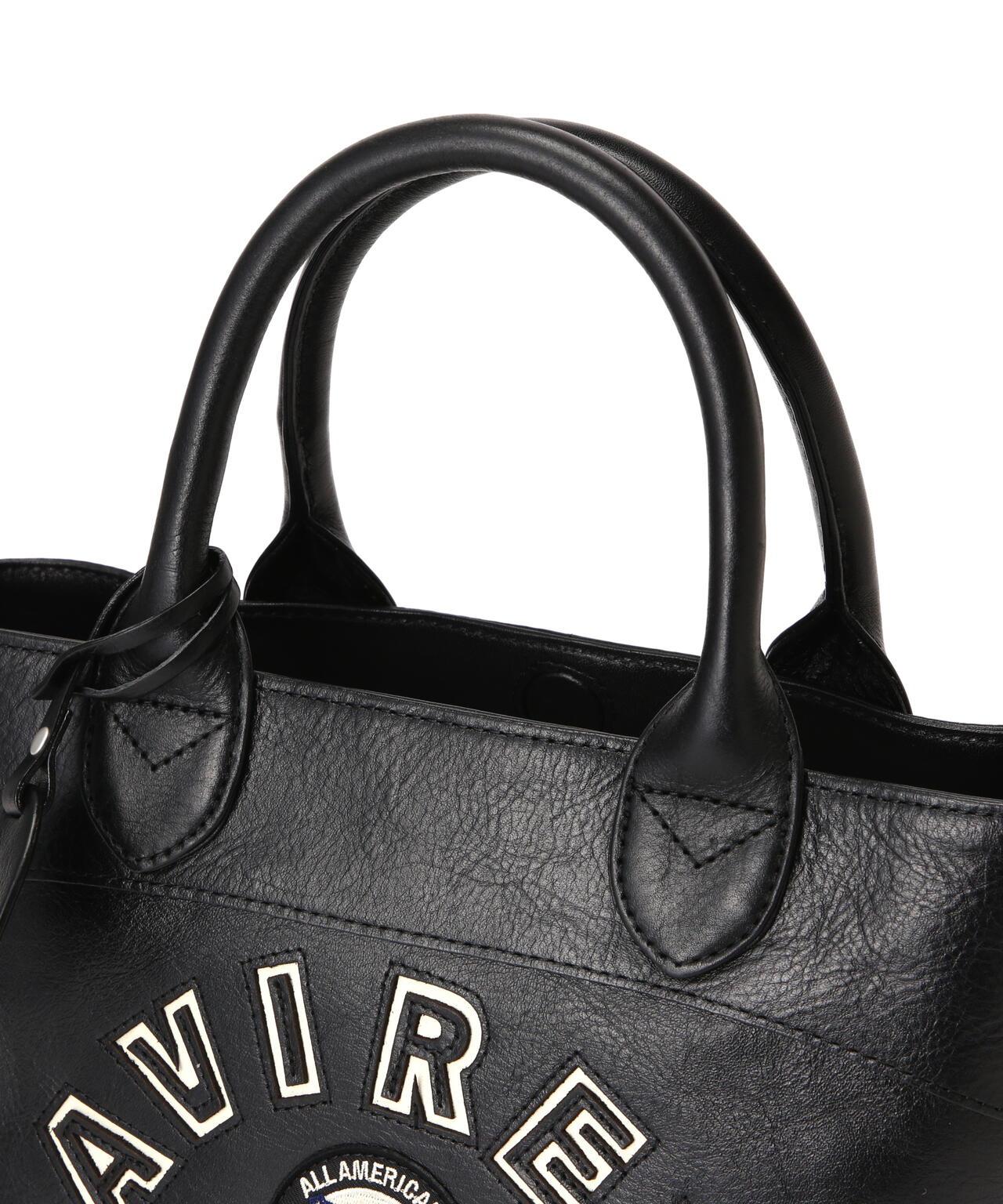 《直營店限定》學院風真皮迷你手提袋/VARSITY LEATHER MINI TOTE BAG/AVX5626
