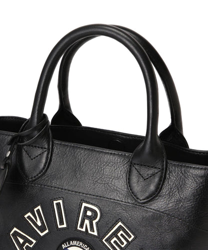 《直營店限定》學院風真皮迷你手提袋/VARSITY LEATHER MINI TOTE BAG/AVX5626