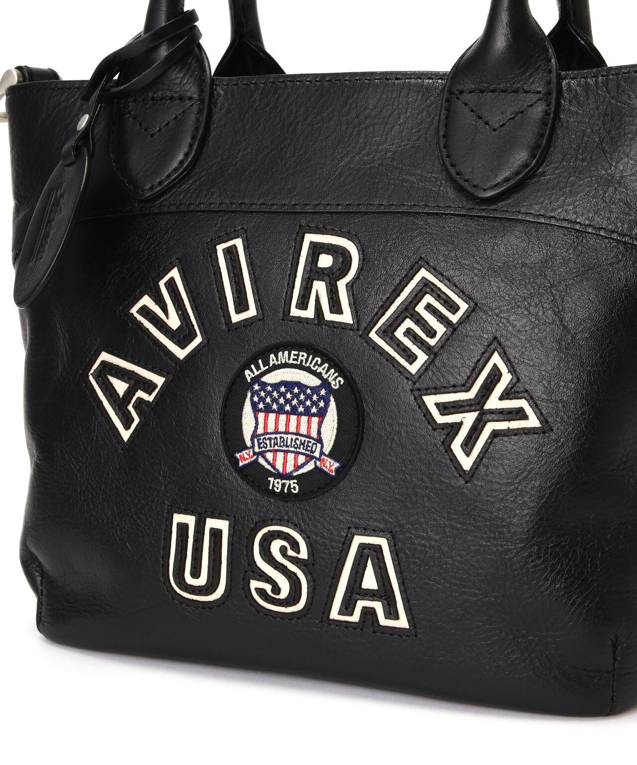 《直營店限定》學院風真皮迷你手提袋/VARSITY LEATHER MINI TOTE BAG/AVX5626