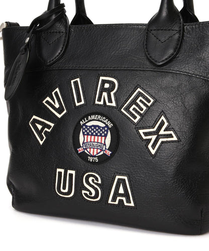 《直營店限定》學院風真皮迷你手提袋/VARSITY LEATHER MINI TOTE BAG/AVX5626