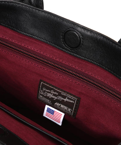 《直營店限定》學院風真皮迷你手提袋/VARSITY LEATHER MINI TOTE BAG/AVX5626