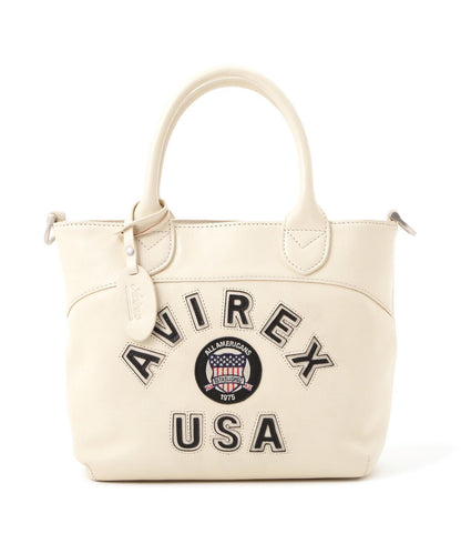 《直營店限定》學院風真皮迷你手提袋/VARSITY LEATHER MINI TOTE BAG/AVX5626