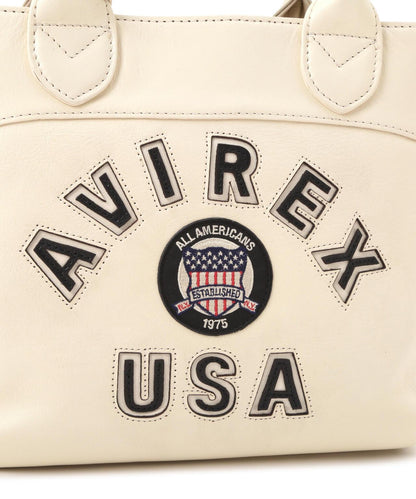 《直營店限定》學院風真皮迷你手提袋/VARSITY LEATHER MINI TOTE BAG/AVX5626