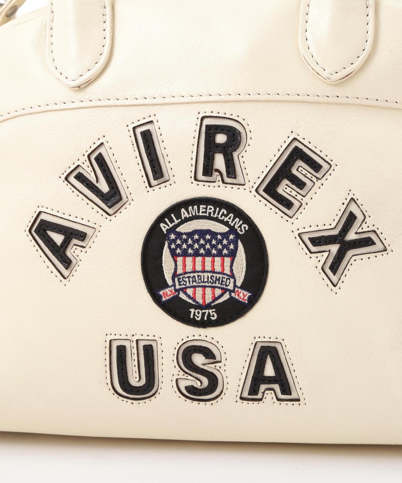 《直營店限定》學院風真皮迷你手提袋/VARSITY LEATHER MINI TOTE BAG/AVX5626