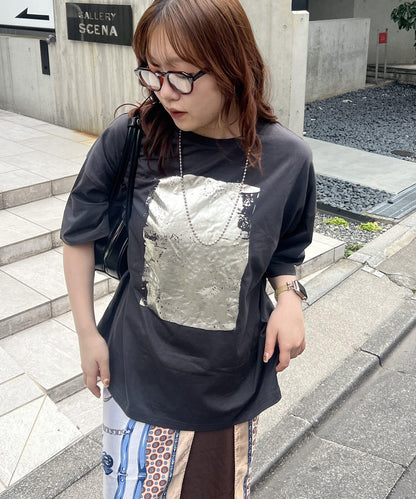 【NUNIFE/】箔印花大T-shirt
