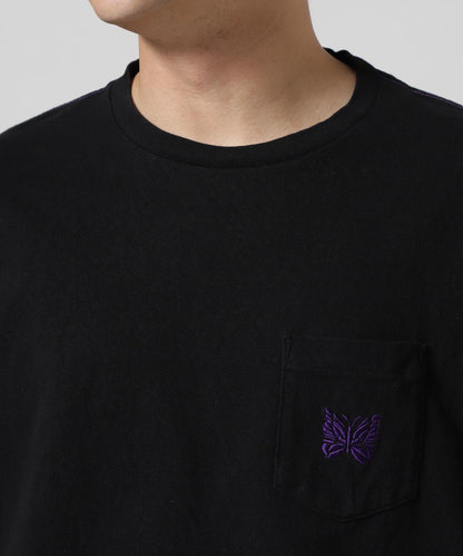 NEEDLES/S/S 蝴蝶刺繡口袋T恤 - 棉質傑西布