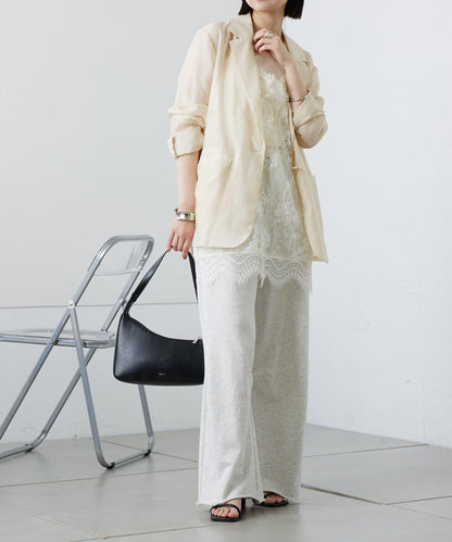 蕾絲V領吊帶長款上衣