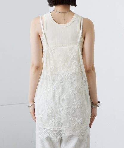 蕾絲V領吊帶長款上衣