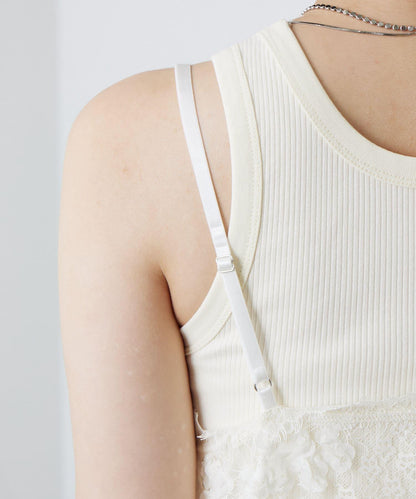 蕾絲V領吊帶長款上衣