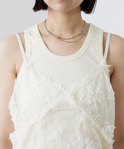 蕾絲V領吊帶長款上衣