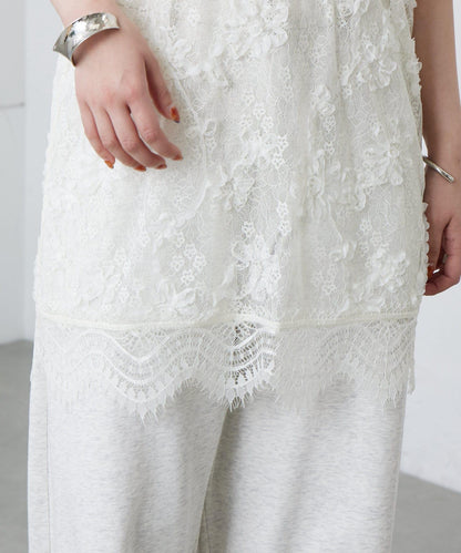 蕾絲V領吊帶長款上衣