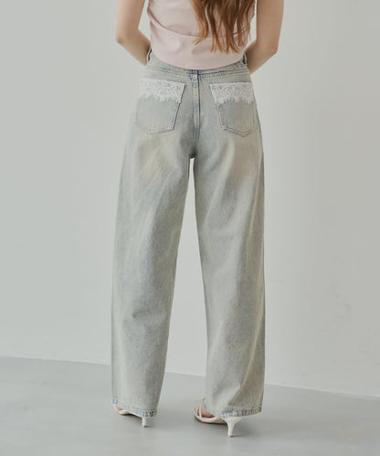 口袋寬鬆牛仔褲