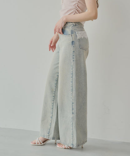口袋寬鬆牛仔褲