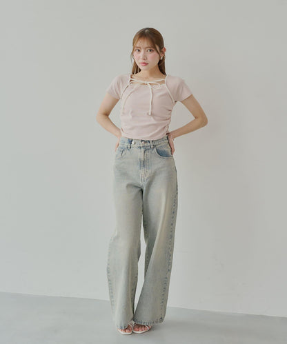 口袋寬鬆牛仔褲