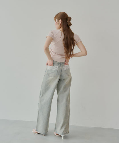 口袋寬鬆牛仔褲