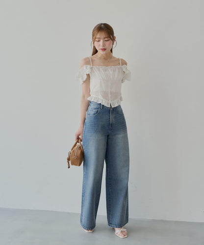 口袋寬鬆牛仔褲