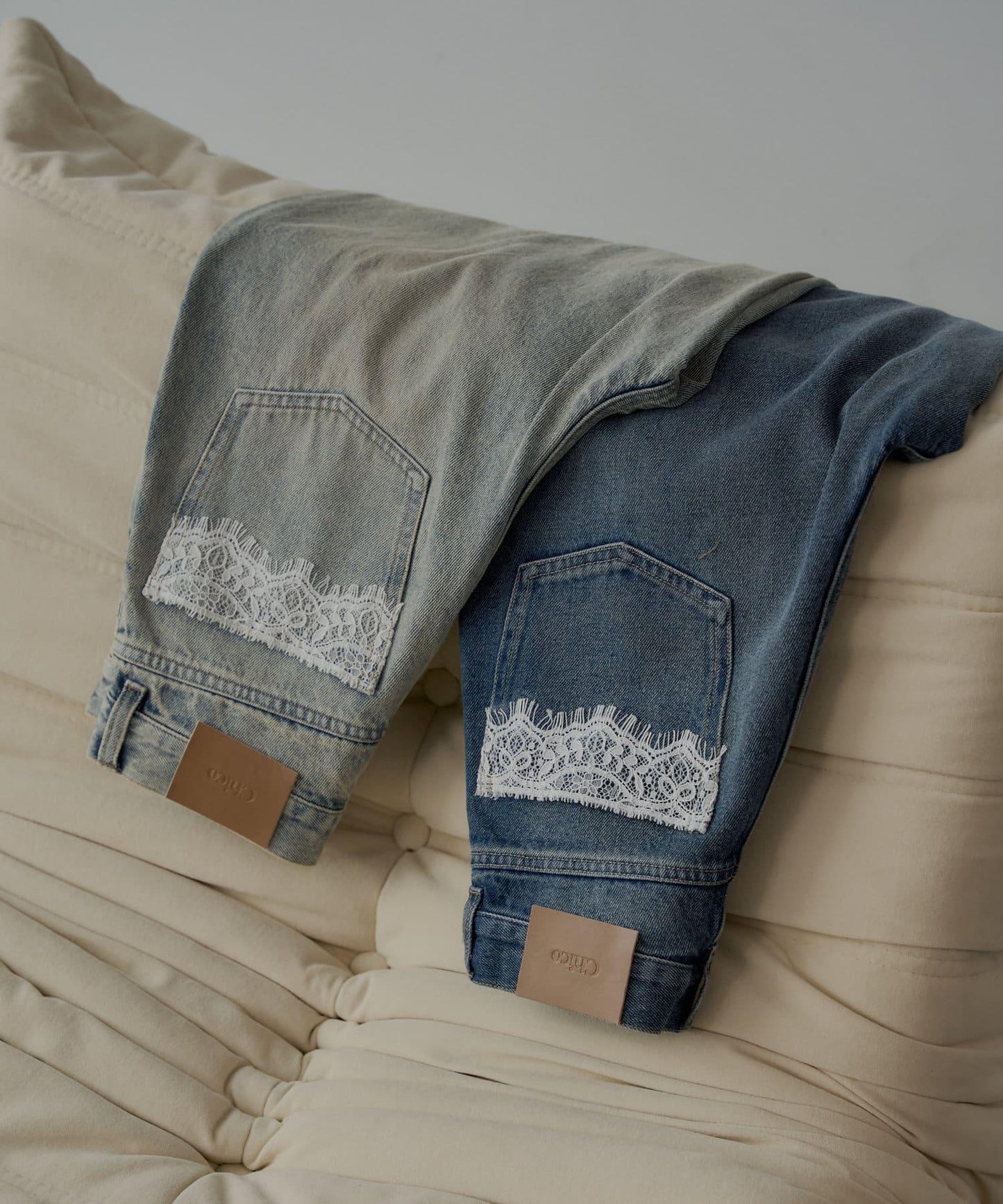 口袋寬鬆牛仔褲