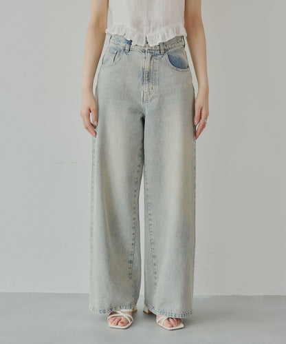 口袋寬鬆牛仔褲