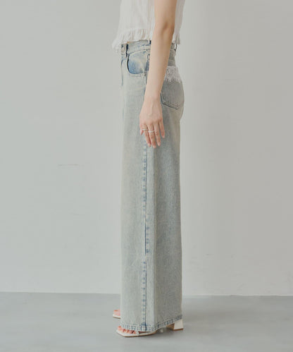 口袋寬鬆牛仔褲