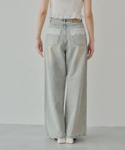 口袋寬鬆牛仔褲