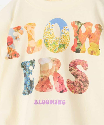 FLOWERS相片印花T恤