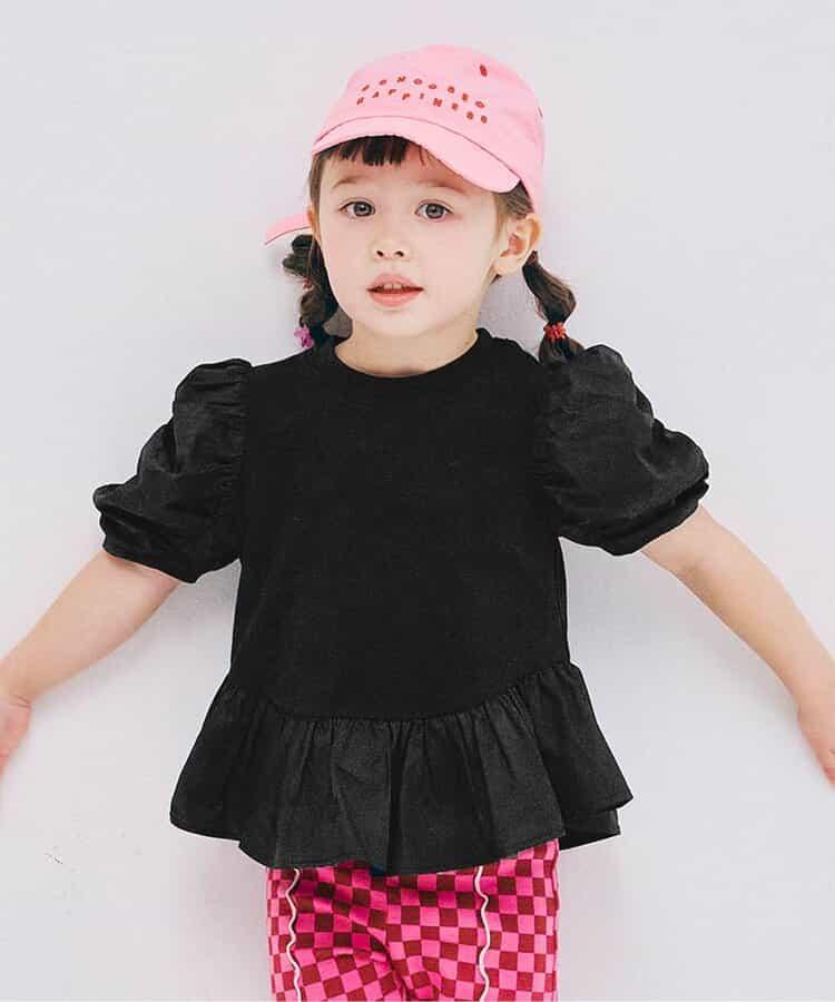 荷葉邊收褶泡泡袖腰身T恤