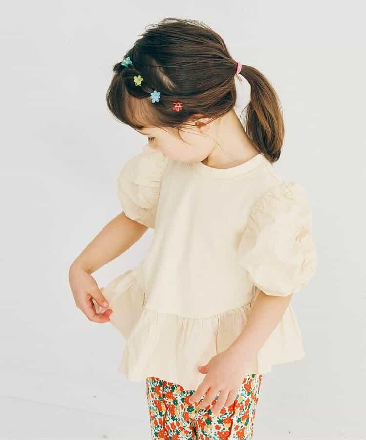 荷葉邊收褶泡泡袖腰身T恤