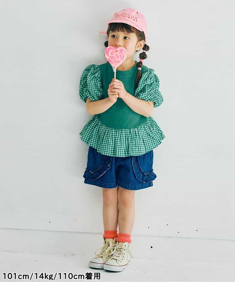 荷葉邊收褶泡泡袖腰身T恤