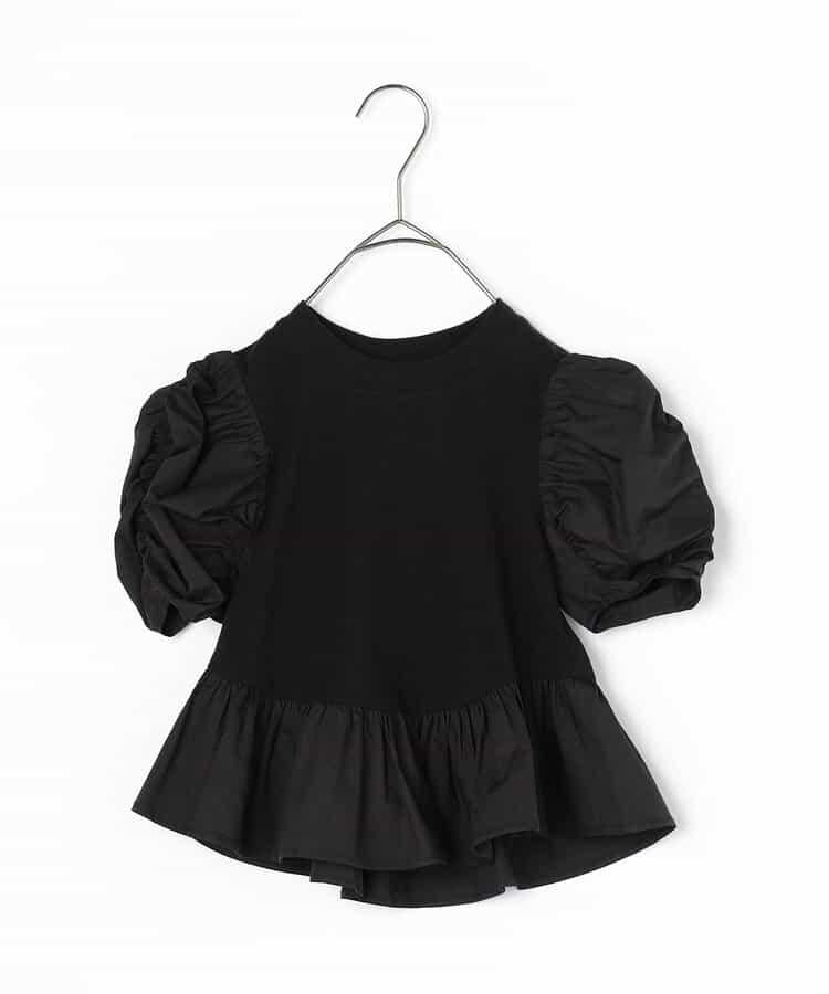 荷葉邊收褶泡泡袖腰身T恤