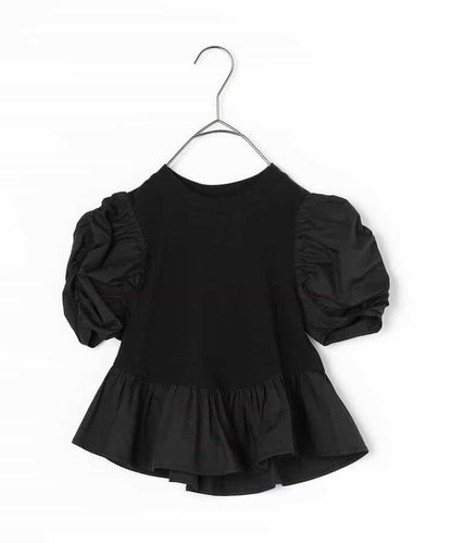 荷葉邊收褶泡泡袖腰身T恤