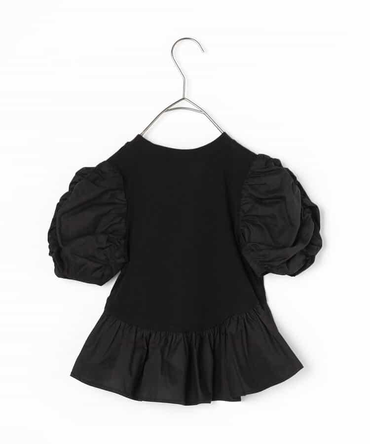 荷葉邊收褶泡泡袖腰身T恤