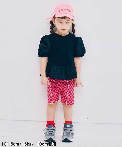 荷葉邊收褶泡泡袖腰身T恤