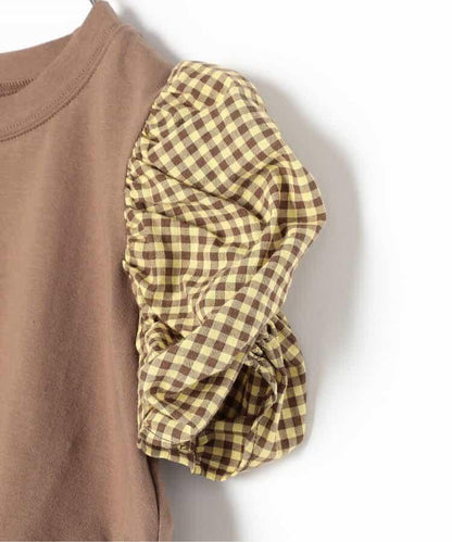 荷葉邊收褶泡泡袖腰身T恤