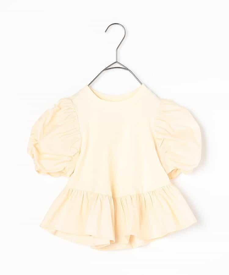 荷葉邊收褶泡泡袖腰身T恤