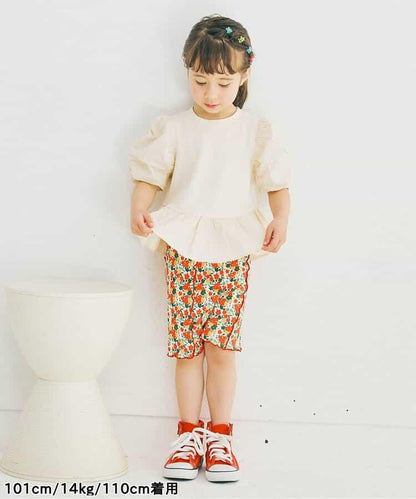 荷葉邊收褶泡泡袖腰身T恤