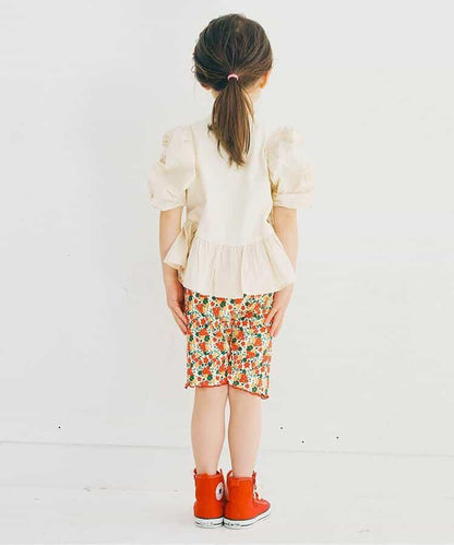 荷葉邊收褶泡泡袖腰身T恤