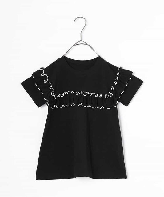 【連衣】想要一起購買的配色柔和荷葉邊彈力T恤