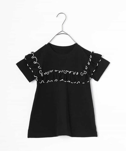 【連衣】想要一起購買的配色柔和荷葉邊彈力T恤