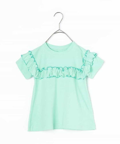 【連衣】想要一起購買的配色柔和荷葉邊彈力T恤